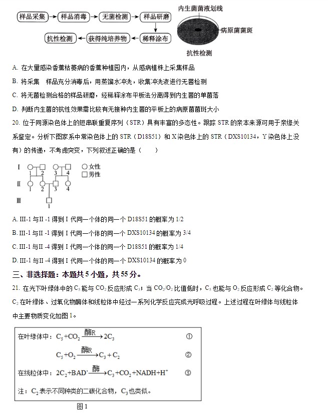 2024吉林省高考生物真题及答案